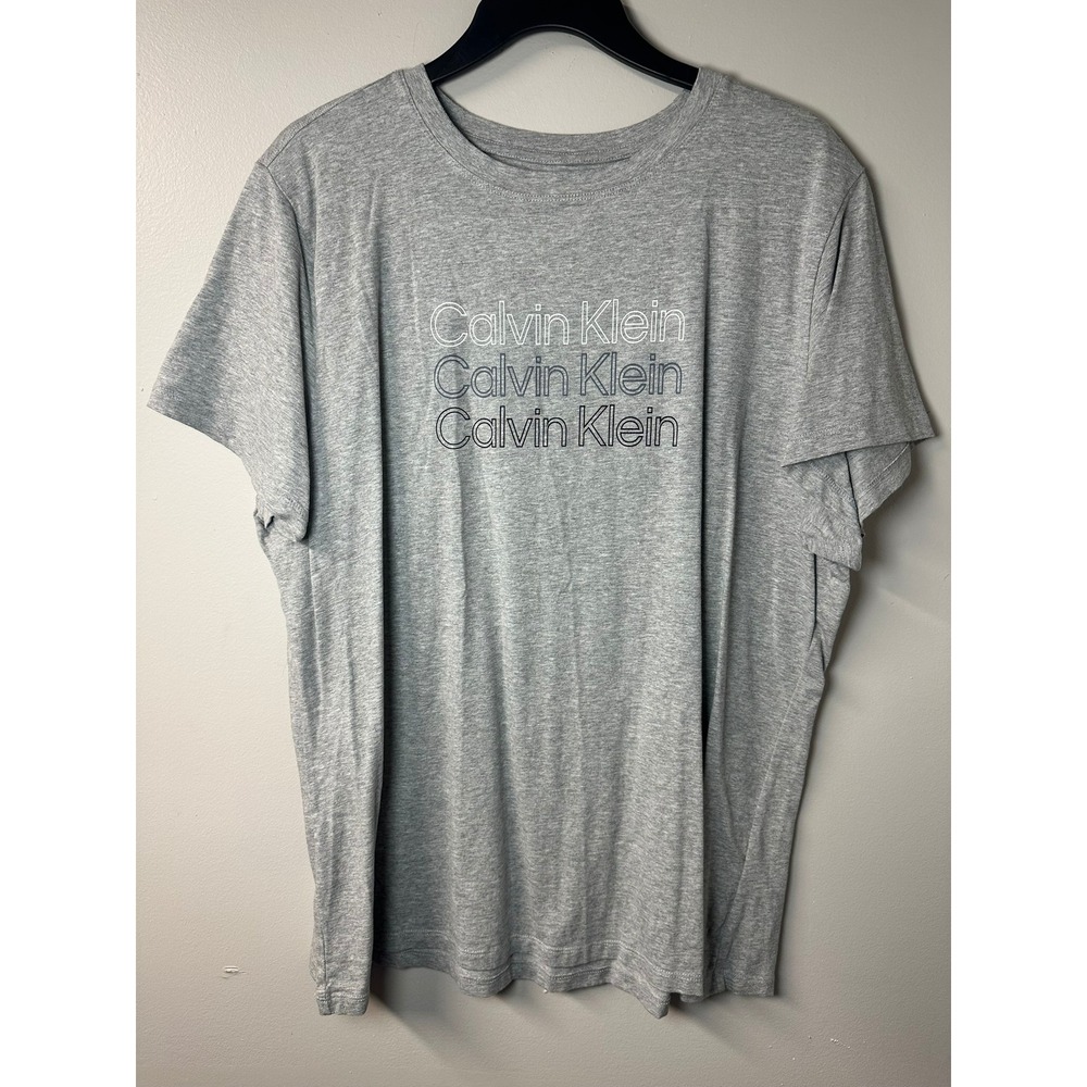 Calvin Klein | Heather Gray Triple Stack Logo Short Sleeve T-Shirt | Size 1X